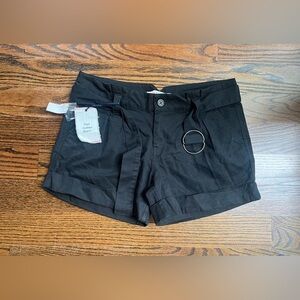 Just jeans vintage cuffed shorts with belt size 12 black 100% cotton NWT